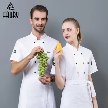 

Chef Uniform buffet Cool Short Sleeve Cook Work Jacket waiter waitress Bread Coffee Shop Hotel Canteen Cloth Barber Service Top