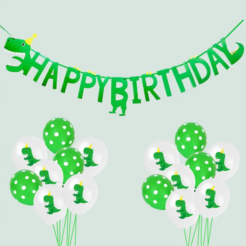 

High quality and good sales Dinosaur Flower suit Cartoon Dinosaur Birthday letter Flag Festival Party Decoration Color Flag