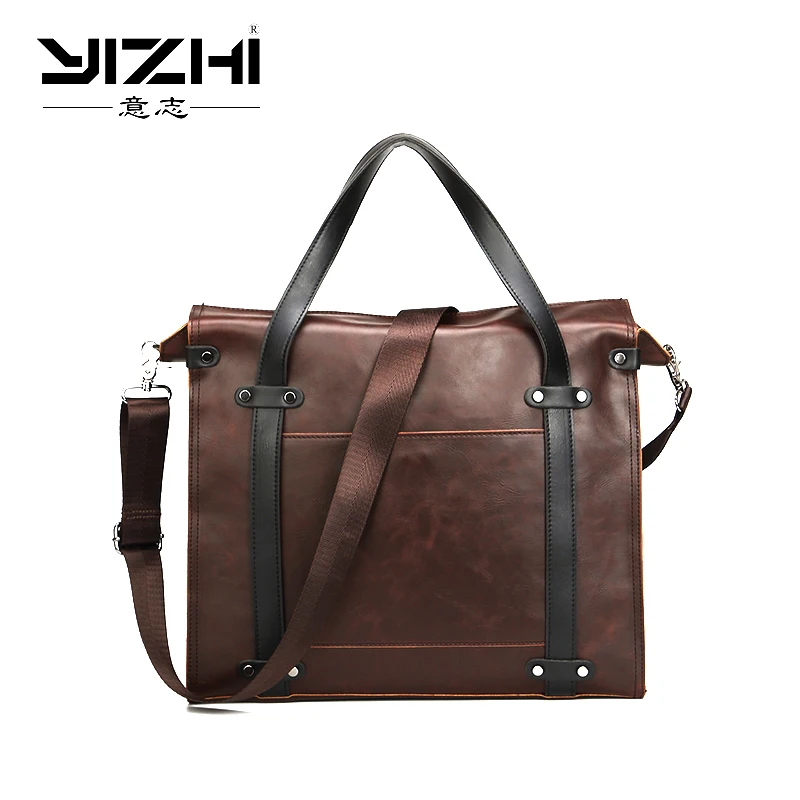 YIZHI2018 деловой мужской портфель высокого качества PU пряжка открытая сумка на плечо можно положить 14 дюймов Сумка для ноутбука Сумка-тоут