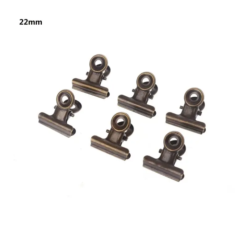 6PCS 22mm Sealing Bag Clips Stainless Steel Letter Photo Paper File Binder Clip 