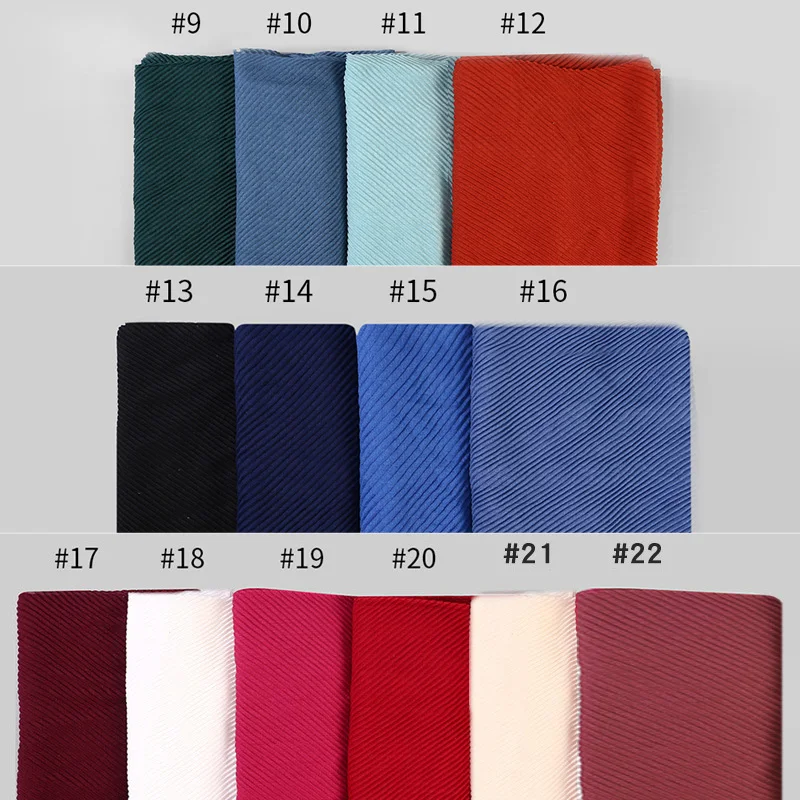 Women Pleated Cotton Hijabs Scarf Plain Wrinkle Crinkle Crimp Shawl Wraps Stole Muffler Muslim Hijab Headscarf 22Color 180x80cm