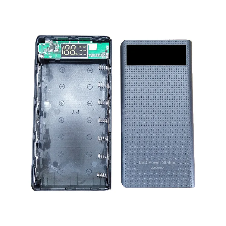 U7 18650 Батарея Зарядное устройство с двумя разъемами USB, 5 В, 2.1A Мощность банк чехол Kit 7X18650 Батарея Зарядное устройство Чехол Коробка для сотового телефона - Цвет: Black