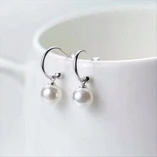 925 пробы серебряные серьги-гвоздики с натуральным пресноводным жемчугом Ювелирные изделия для девушек Подарок E6475
