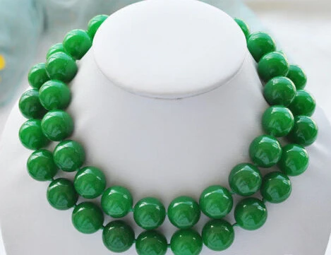 

huij 004347 33" nature round green jasper bead necklace