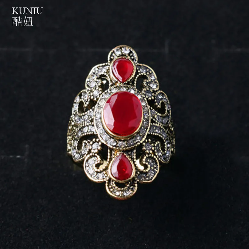 KUNIU античные кольца для женщин винтажные ювелирные изделия Красный полимерный