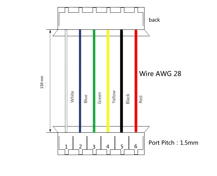 6-Булавки разъем W/. провода X 10 sets.6 Булавки 1.5mm.6 Булавки (1.5 мм-1.5 мм) f