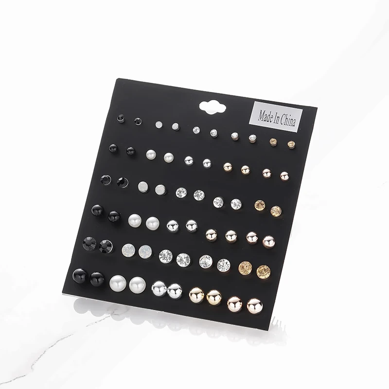 

30 pairs Fashion Pendientes Earrings For Women Vintage Stud Earrings Geometric Ear Studs Female Jewelry pendientes mujer moda