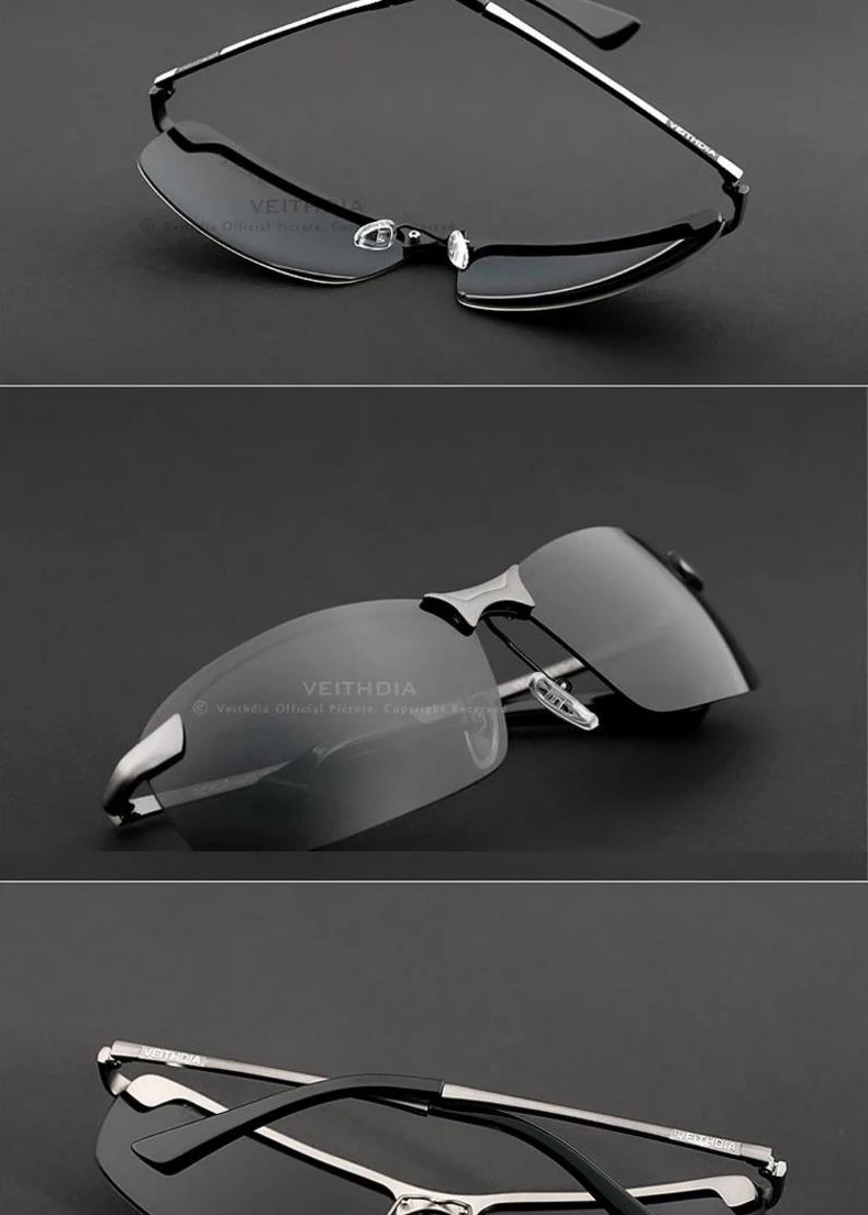 VEITHDIA, поляризационные мужские солнцезащитные очки без оправы, дизайнерские солнцезащитные очки для вождения, очки для мужчин, oculos de sol, мужские оттенки 3043