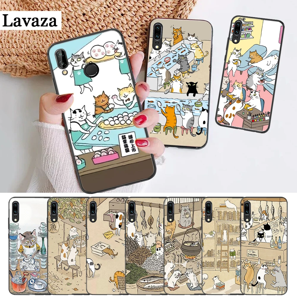 

Lavaza Japanese Cat Drink Pattern Silicone Case for Huawei P8 Lite 2015 2017 P9 2016 Mimi P10 P20 Pro P Smart 2019 P30 Lite Pro