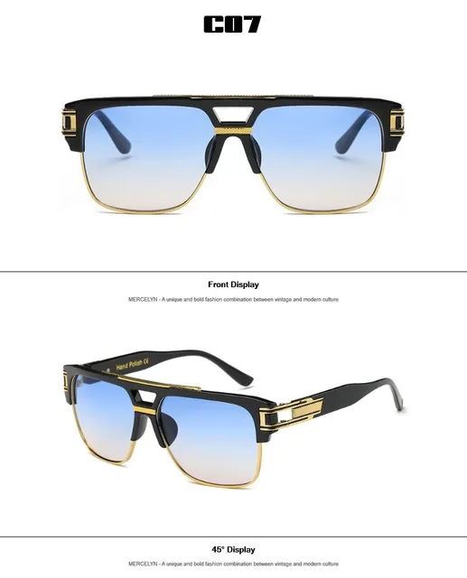 Gafas de sol clásicas de lujo para hombre, gafas de sol de marca de  Glamour, gafas de sol para mujer con espejo, gafas de diseñador cuadradas  Retro Fivean unisex