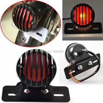 

Steel Grilled Tail Brake Light W/ License Plate Light Fits For Harley Sportster Cafe Bobber Chopper Honda Yamaha