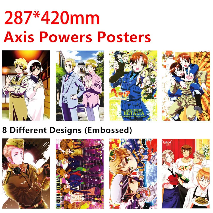 

8 pcs/set Axis Powers Poster 8 Different Designs Anime Hetalia Posters Sizes 42x29 CM free shipping