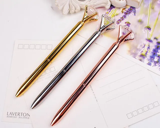 Caneta esferográfica de diamante cristal diversas cores - Imagem 3