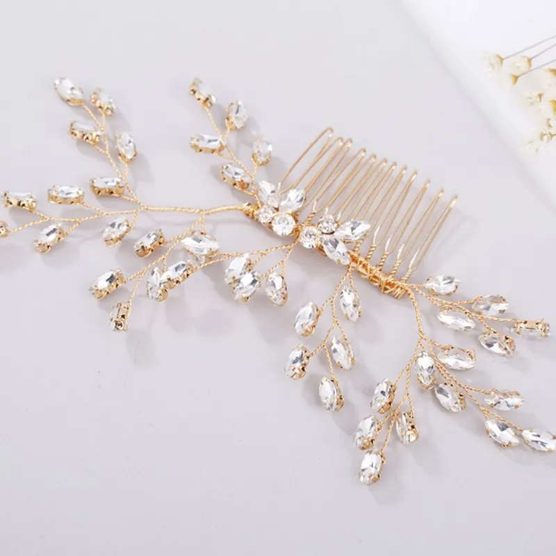 1Pc Women Crystal Rhinestone Hair Comb Elegant Handmade Bridal Wedding Headdress Headwear Fashion Hair Jewelry