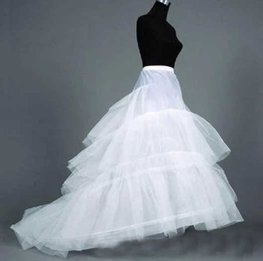 bride bridal dress crinoline skirt Underskirt 2 Hoops with Chapel Train Free shipping