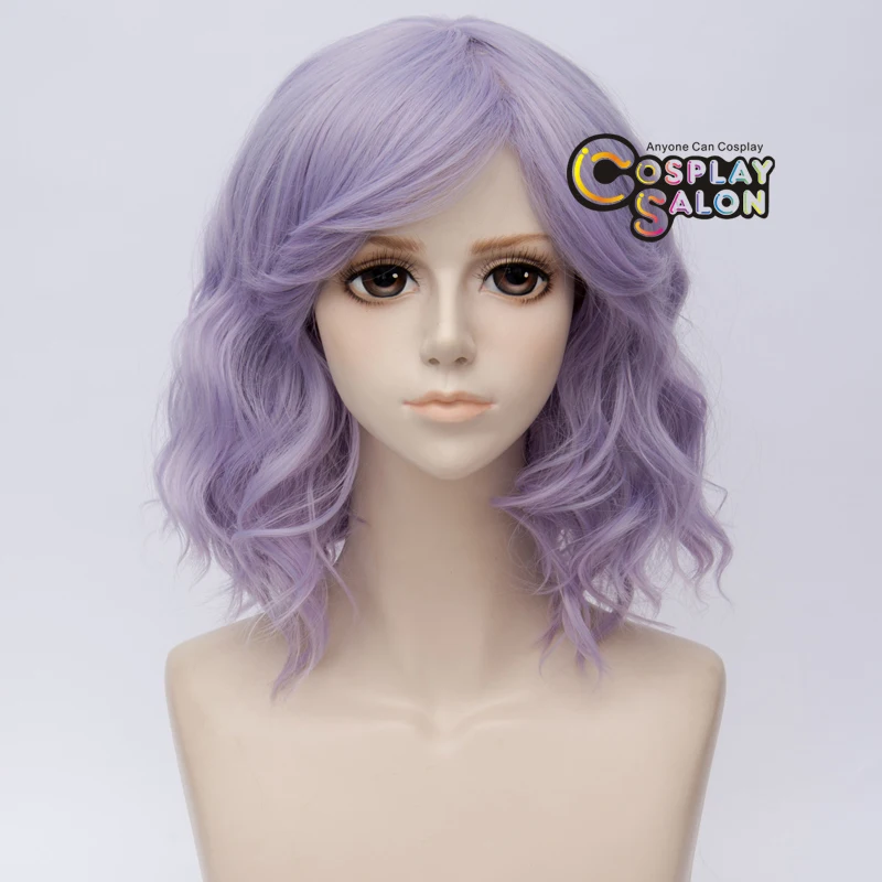 

Lolita 35CM Medium Curly Light Purple Women Cosplay Harajuku Wig + Wig Cap