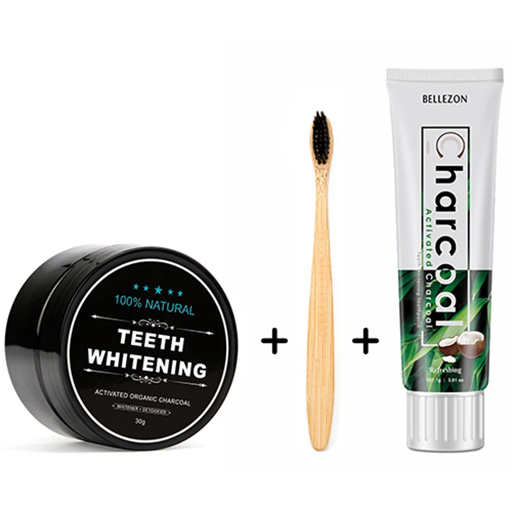 

VOLLUCK Teeth Whitening Charcoal Teeth Whitening Toothbrush Tooth Powder Toothpaste Whitener Teeth Kit Oral Hygiene
