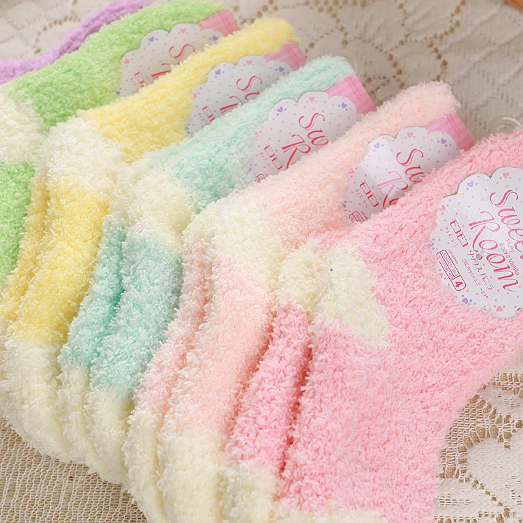 

5pairs/lot Baby Coral Cashmere thick socks Children Sleep Socks Ice Cream Soft Thick Thick Half of Cashmere Socks TWS0359