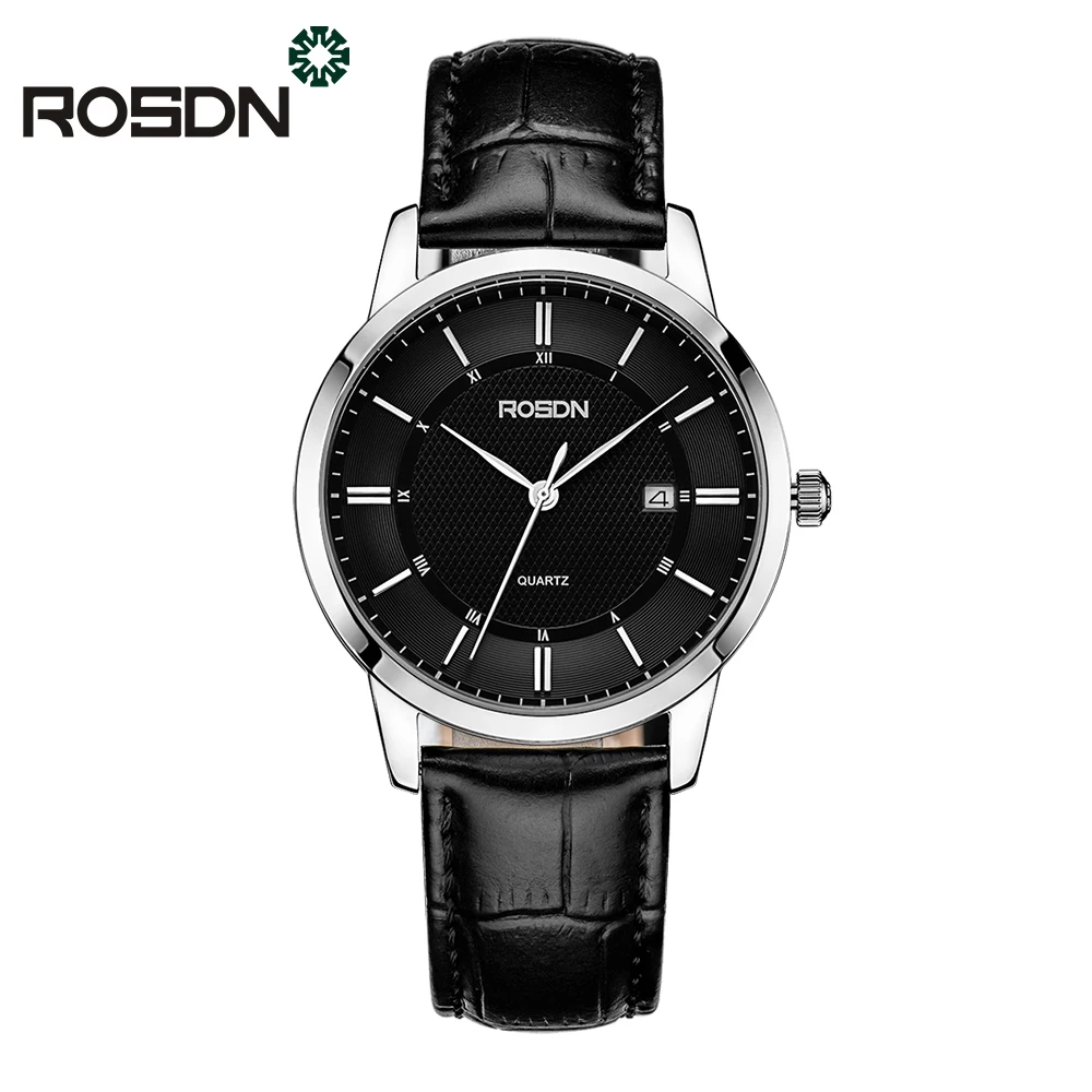 

ROSDN Men Watches Luxury Brand quartz Watch for Woman Genuine Leather Strap Minimalist Ultrathin Wrist Watch Waterproof Relogio