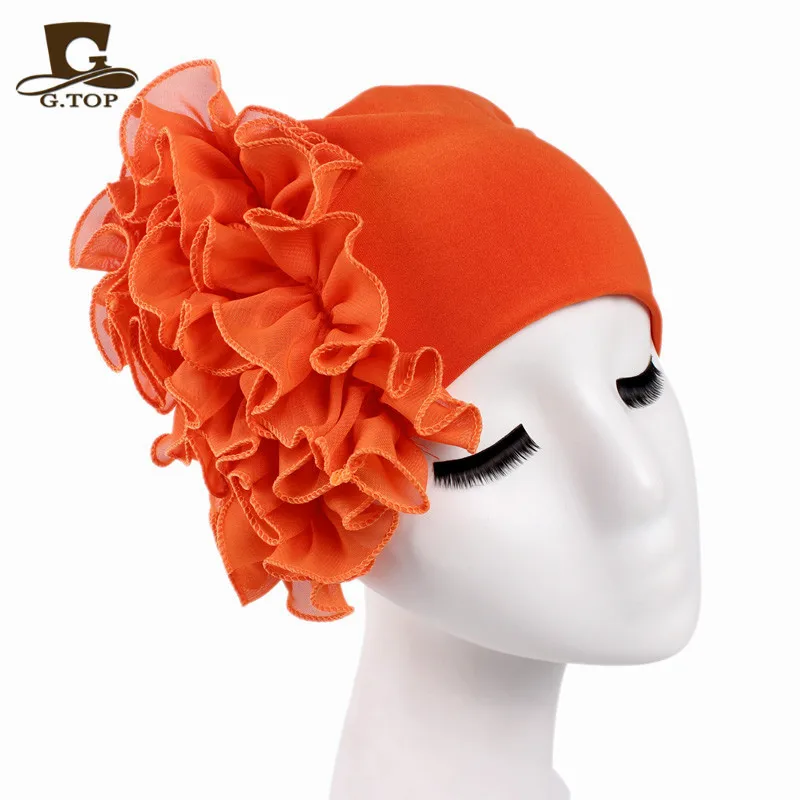 Femmes en mousseline de soie fleur chimio Bonnet Turban Coiffe Cheveux Band Headwear pour le cancer 