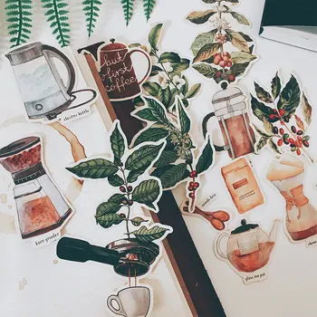 

14PCS DIY scrapbooking stickers ins wind coffee soul junk journal album journal project happy planner crafts decorative stickers