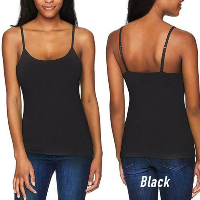 Women Vest Tank Top with Built in Bra Padded Camisole Tanks KS shipping