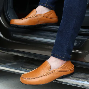 

Soft Shoes Men Flat Spring Autumn Breathable Casual Shoe Loafer Flock Luxury Fashion Slip-On Shoes Designer
