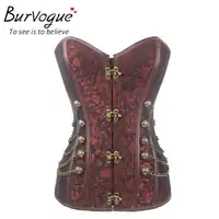 Burvogue Steampunk Corset Waist Control Sexy Corsets and Bustie Steel Bone Corset Top Overbust Gothic Bustier Corselet Plus Size