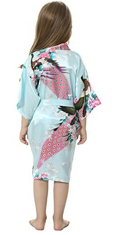 Robe Satin Kimono Robes Bridesmaid Flower Girl Dress Silk Children Bathrobe Nightgown Kimono robe Kids RB009