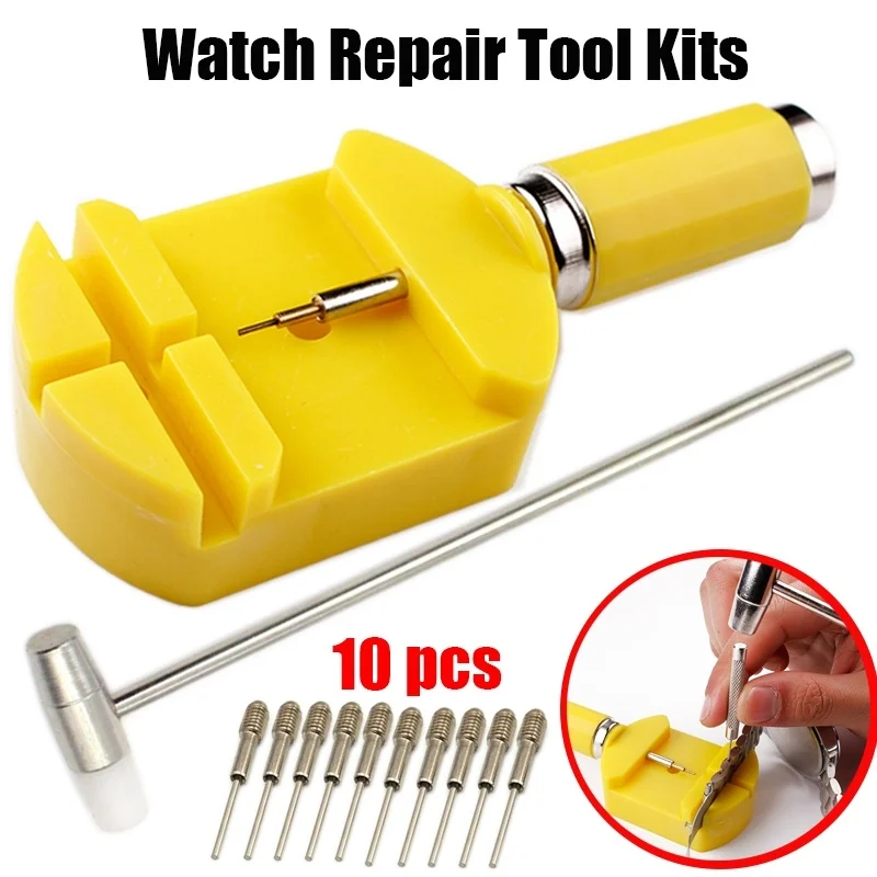 Инструмент для ремонта часов, демонтажа и демонтажа часов, сменный ремешок, регулятор браслета - Цвет: Remover and Hammer