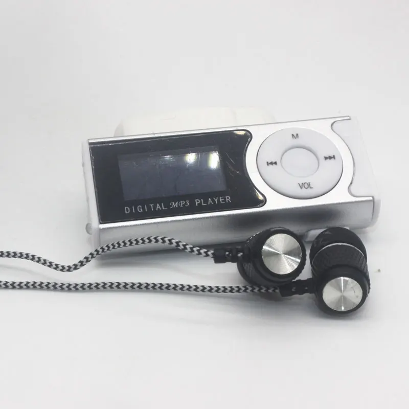 Металлический ЖК-экран Mp3 музыкальный плеер портативный мини MP3-плеер с зажимом и слотом Micro TF/SD+ высококачественные наушники+ USB кабель