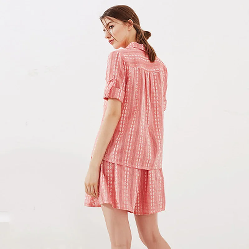 2019 New Summer Women Two Piece Outfits Office Lady Lapel Elastic Waist Short Sleeves Single Breasted Mini Pink Two Piece Sets 2019 New Summer Women Two Piece Outfits Office Lady Lapel Elastic Waist Short Sleeves Single Breasted Mini Pink Two Piece Sets