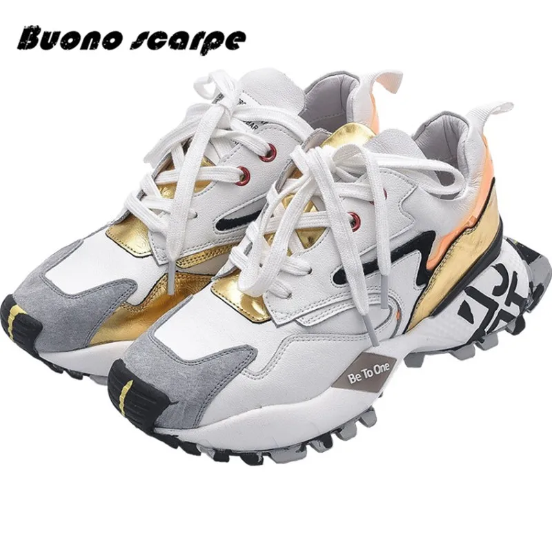 Buonoscarpe/сезон весна; Новинка; Модные Повседневные кроссовки из натуральной кожи; женская обувь на плоской платформе со шнуровкой; женские модные тонкие туфли; Femal