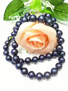 

stunning 19"9-10 MM SOUTH SEA BLACK BLUE PEARL NECKLACE KKK