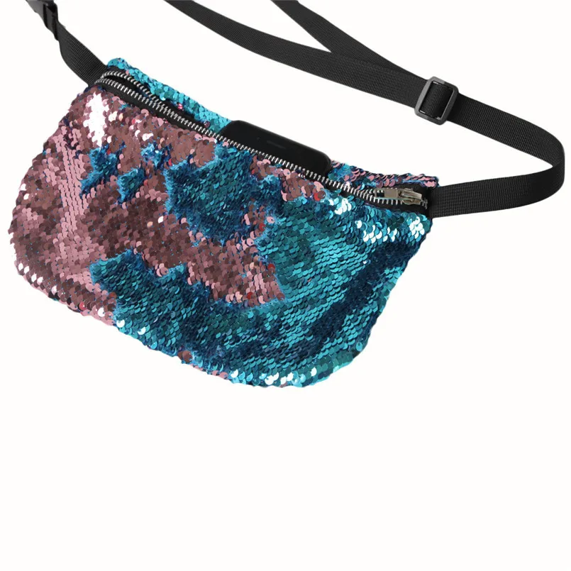 

Outdoor Sports Casual Double Color Sequins Unisex Chest Bag Waist Bag sexy women's bag bolsa feminina sac a main 40al29