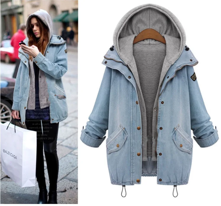 

winter jacket women Clothes coat trench coat jaqueta feminina autumn Denim cappotto donna Hooded Tops Coat Denim Outwear veste