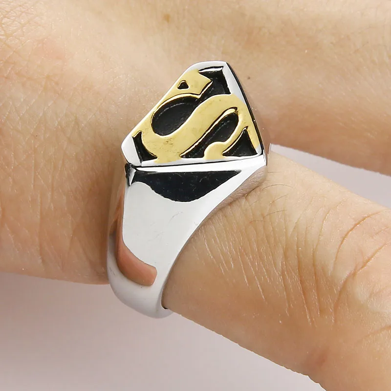 Ювелирные изделия от Valily, мужское серебряное кольцо с Бэтменом, байкерское кольцо СУПЕРМЕНА для мужчин, серебряное кольцо из нержавеющей стали, ювелирное изделие для мужчин