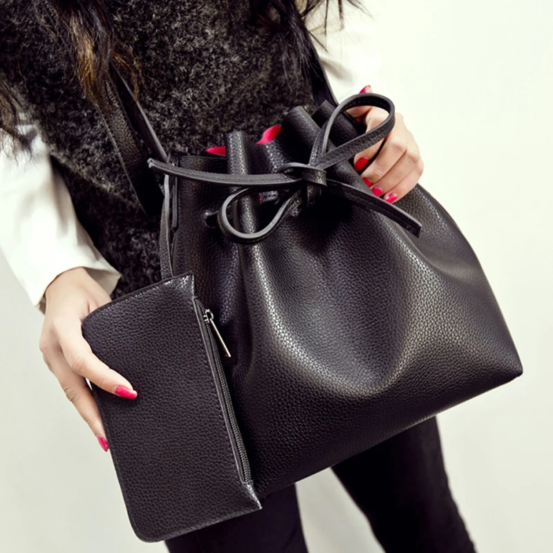 50pcs lot Fashion All match Bucket font b Bag b font Pu Leather One font b