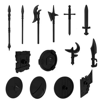 

Medieval Spartan Warriors Weapon Armor Shield Sword Spear Building Blocks Parts Suit For 4.5cm Figures Toy Bricks Kids Toys
