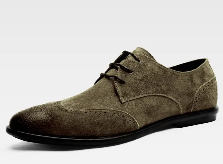 Pic dunkles Geschnitzt As Männer Wildleder Pic Echtes Vintage Casual Brogues Mix Farbe as Soft Atmungsaktive Kleid Wohnungen Schuhe Smart Brogue Kakifarbiges Leder RBnqHwF