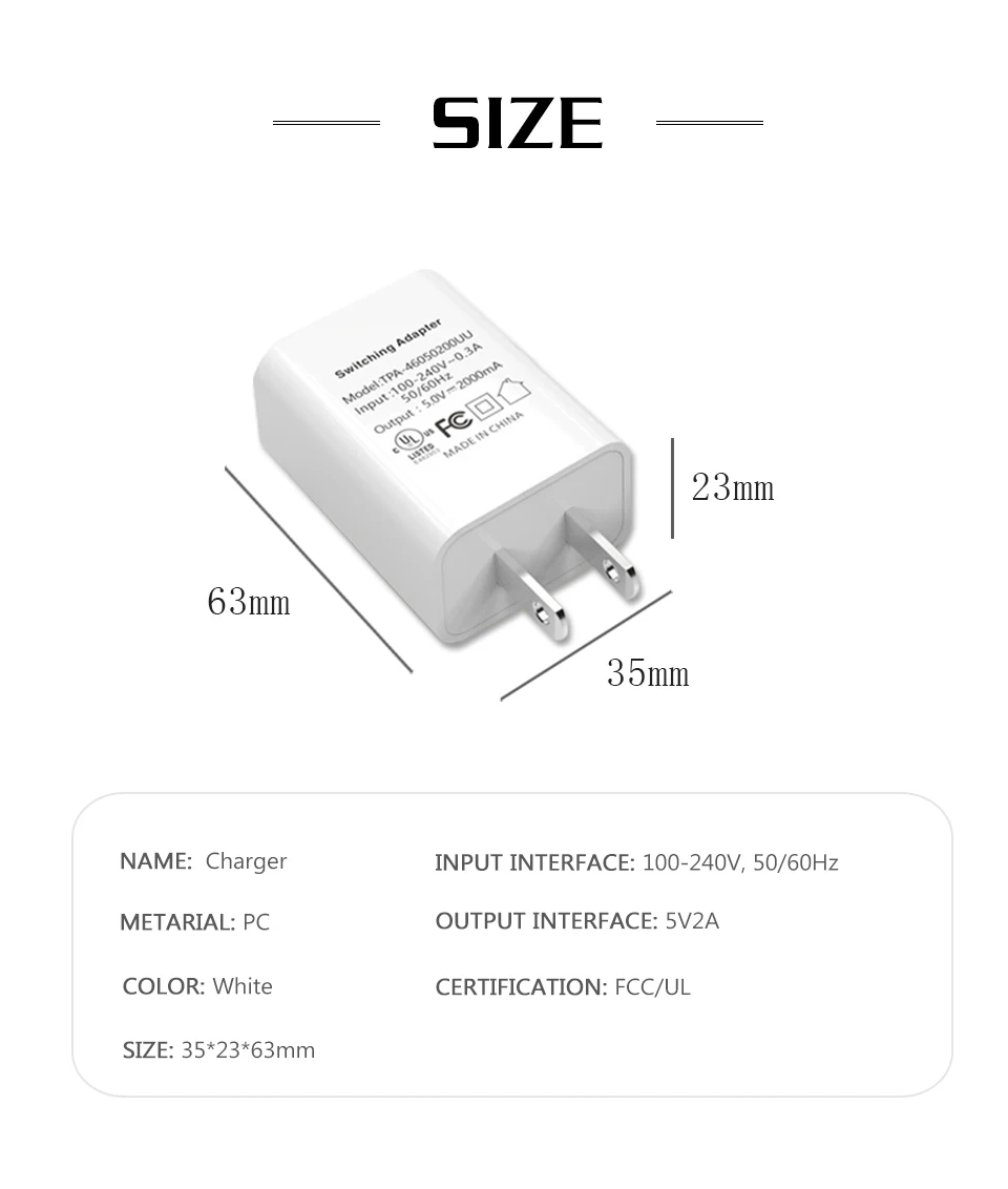 US Charger 5V2A Fast Charging Conversion plug One USB Wall Charger travel in USA Japan Thailand  Taiwan Canada Colombia Mexico (5)