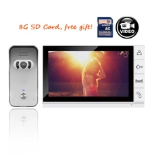 Nuevo 9 “Record Pantalla Color Video de La Puerta Sistema de Intercomunicación teléfono + Waterproof Cámara al aire libre 1 Monitor en Blanco + 8G SD ENVÍO GRATIS