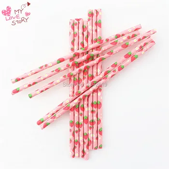 

11000pcs/lot Fruit Paper Straws Pineapple Strawberry Watermelon Mixed Kids Birthday Party Decoration Event drinking Paper Straws