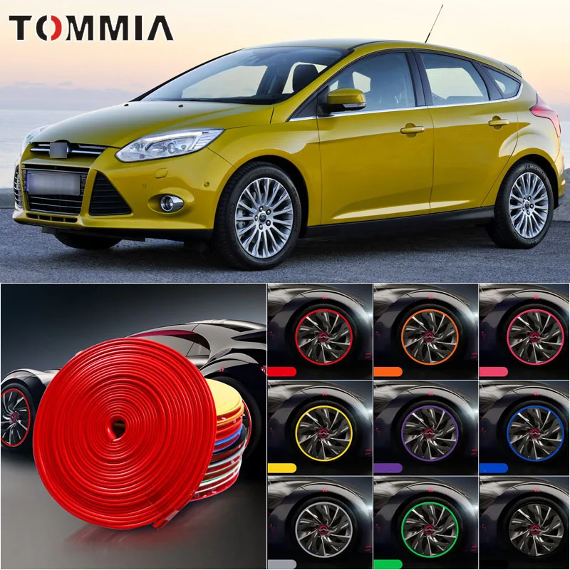 

8M Car Wheel Hub Rim Edge Protector Ring Tire Strip Guard Rubber Decals For Ford focus