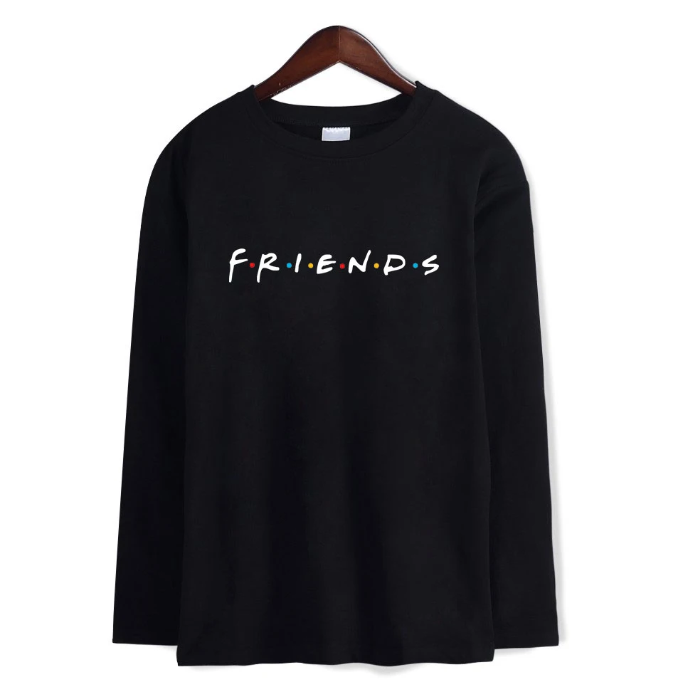 

LUCKYFRIDAYF 2018 Autumn Friends Soft Tee Shirts Warm Long Sleeve Warm Hip Hop T-shirt Women/Men T-shirt Women For 4XL