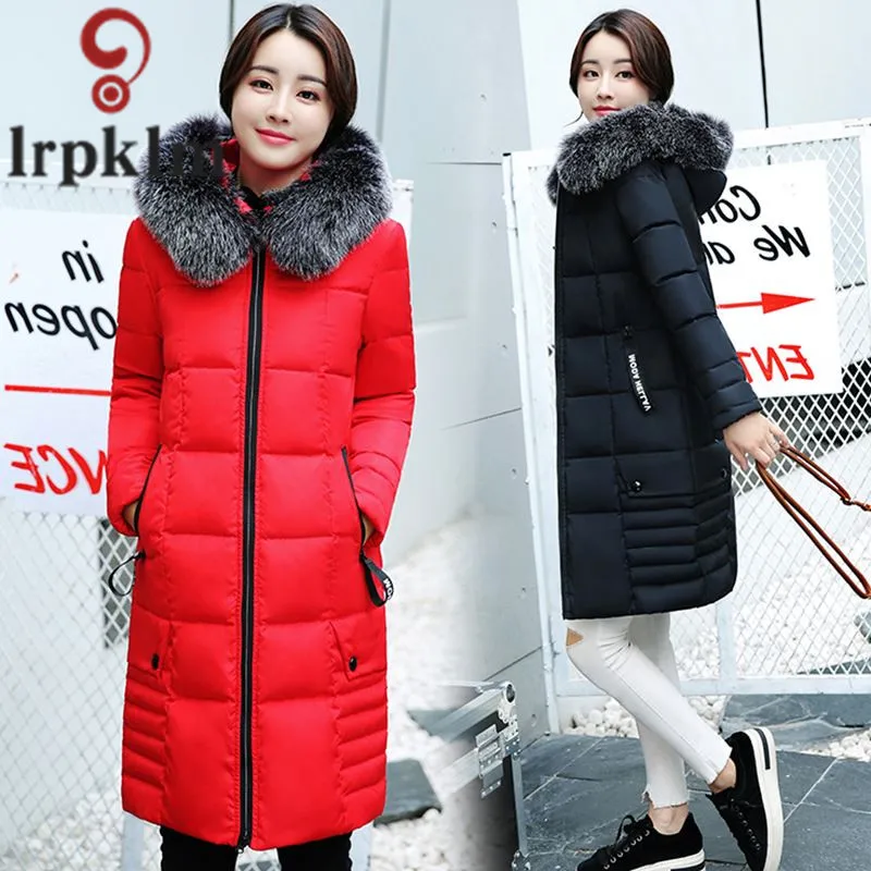 Winter Jacket Women Women's Parkas Long Coat Parka Women 2018 With Artificial Fur Collar Hooded Cotton Coats And Jackets LZ970 (5)