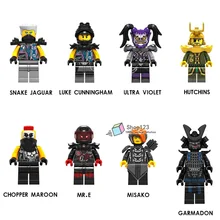 100 шт/партия Misako Garmadon Luke Cunningham Ультрафиолетовый Чоппер бордовые строительные блоки подарки дети A009-016