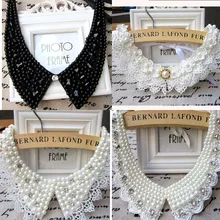 Vintage de encaje negro con cuentas collar falso collar collar de gargantilla collar de la mujer accesorios ropa dulce collar falso