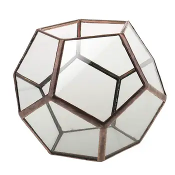 

Decorative Glass Vase Transparent Diamond Geometric Shape Fashion Ornament for Home Wedding - Copper 2, 10 x 10 x 10 cm