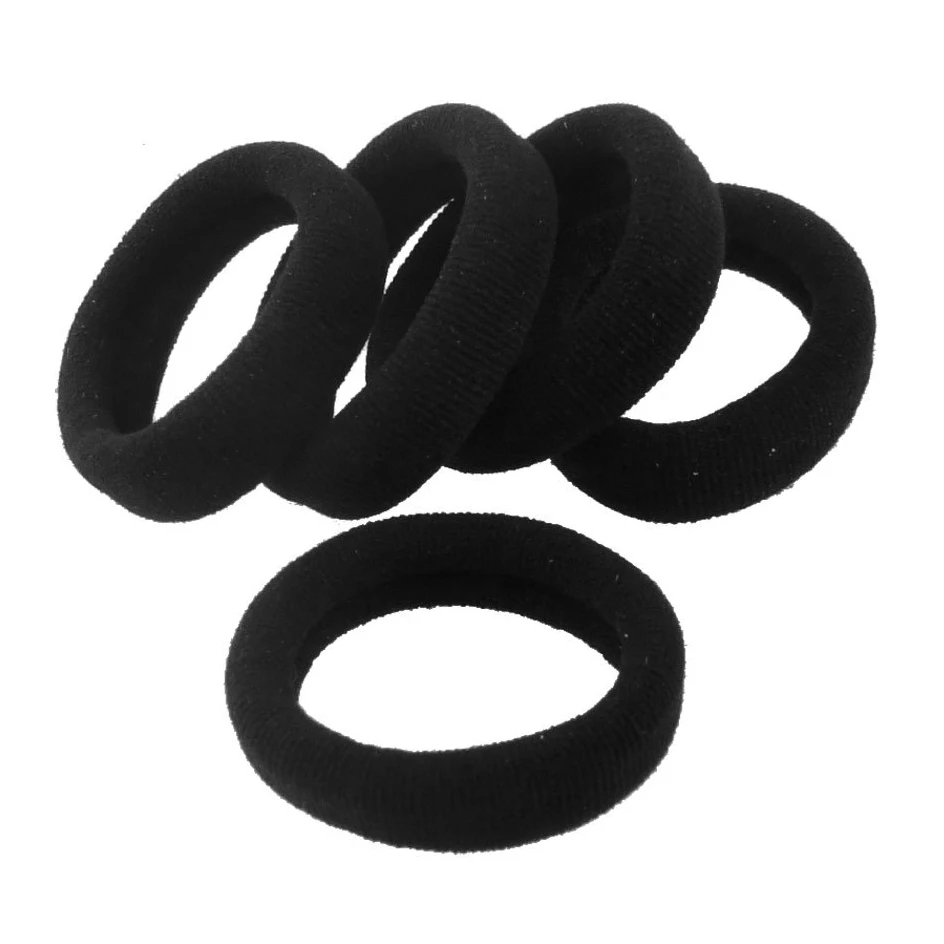 SAF 5 Pcs Black Stretchy Band Hair Tie Ponytail Holders in Women s Hair